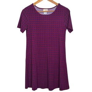 Natural Life Size XS Purple Pink Geometric Short Sleeve Trapeze Swing Dress